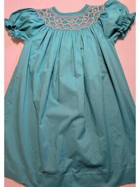 Rosalina Collection Girls 3T Blue Dress with Smocked Neckline